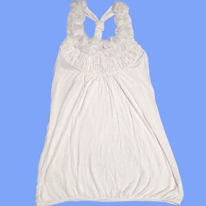 Y2K White tank top with ruffles